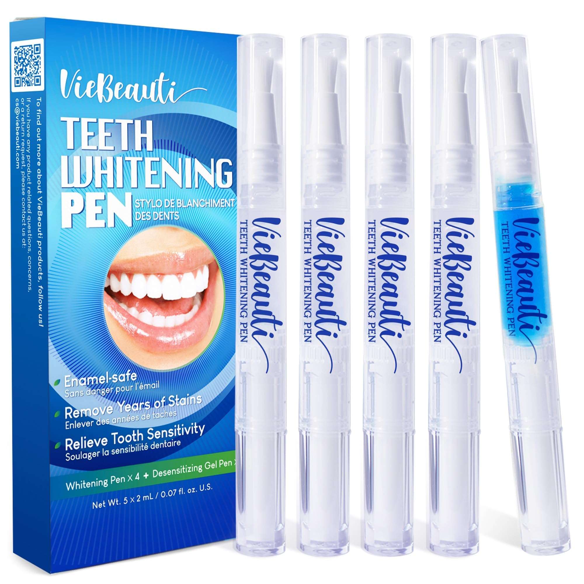 Teeth Whitening Pen Gel Kit, 35% Carbamide Peroxide Gel for Stain Removal, No Sensitivity, Remineralizing Pen, Brighter Smile in 2 Weeks, Mint Flavor, 5 Pack - Image 1