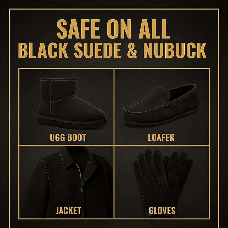 Eagle Nubuck & Suede Dye Black with Applicator & 3-Way Suede Brush - Suede Color Restorer for Shoes, Boots, Jackets, Purses & More - Black Suede Dye & Conditioner - Image 5
