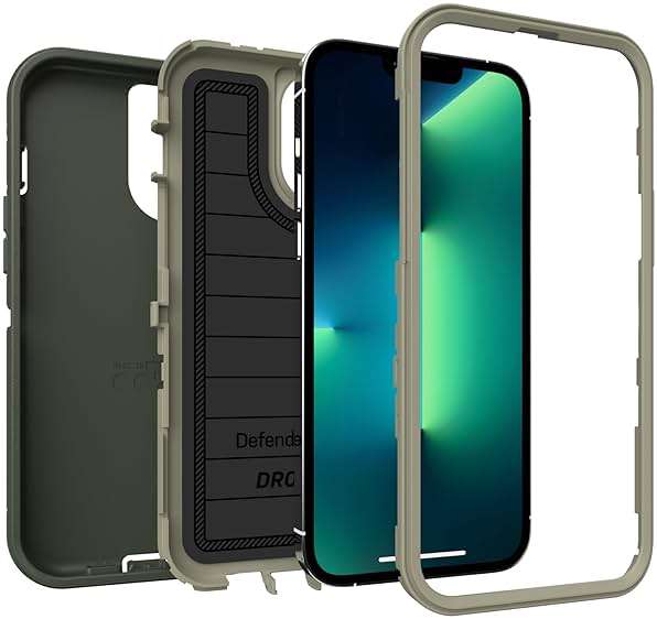 OtterBox iPhone 13 Pro Max & iPhone 12 Pro Max (Only) - Defender Series Screenless Edition Case - Lichen the Trek (Green) - Holster Clip Included - Microbial Defense Protection - Non-Retail Packaging - Image 6