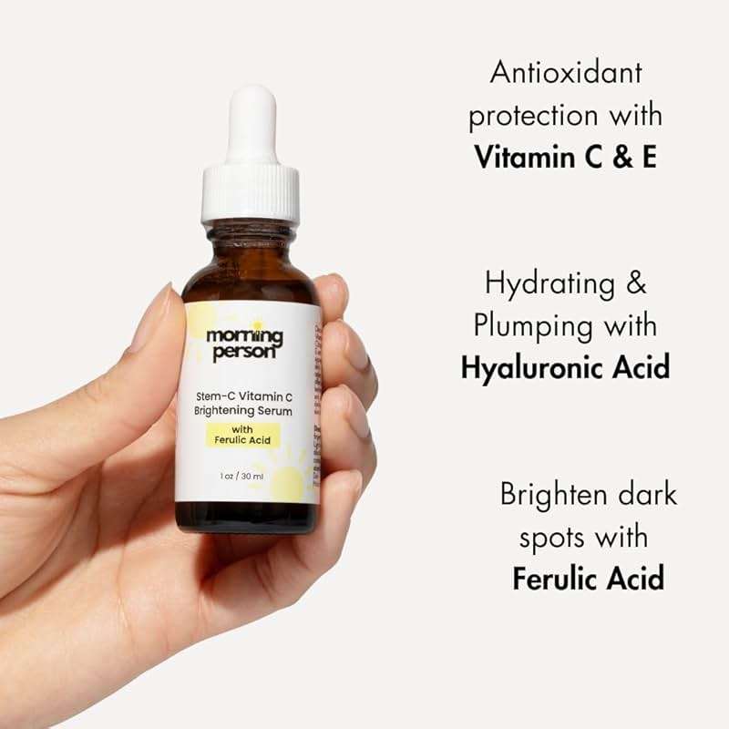 Vitamin C Brightening Serum with Citrustem™ + Ferulic Acid + Hyaluronic Acid | Reduces Dark Spots & Restores Elasticity | Stable Vitamin C for Women 35+ | Morning Person Beauty - Image 3