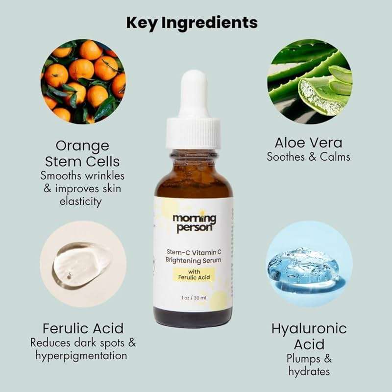 Vitamin C Brightening Serum with Citrustem™ + Ferulic Acid + Hyaluronic Acid | Reduces Dark Spots & Restores Elasticity | Stable Vitamin C for Women 35+ | Morning Person Beauty - Image 5