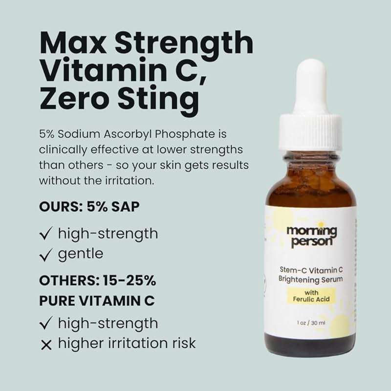 Vitamin C Brightening Serum with Citrustem™ + Ferulic Acid + Hyaluronic Acid | Reduces Dark Spots & Restores Elasticity | Stable Vitamin C for Women 35+ | Morning Person Beauty - Image 6