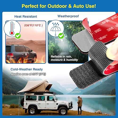 8 Sets Heavy-Duty Adhesive Hook and Loop Strips – 1.2" x 3.2" High-Bond Fastening Strips, Heat-Resistant & Waterproof, Strong Hold for Indoor/Outdoor Mounting on Wall, Glass, Tile, Metal & More - Image 4