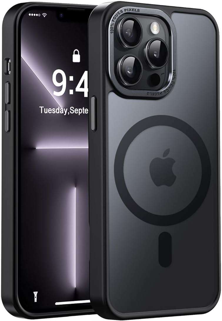 Newfuture Designed for iPhone 13 Pro Max Case with Magnetic [13 FT Military Drop Protection] [Compatible with Magsafe] Slim Translucent Matte Shockproof with Anti-Fingerprint Phone Case, Black - Image 1