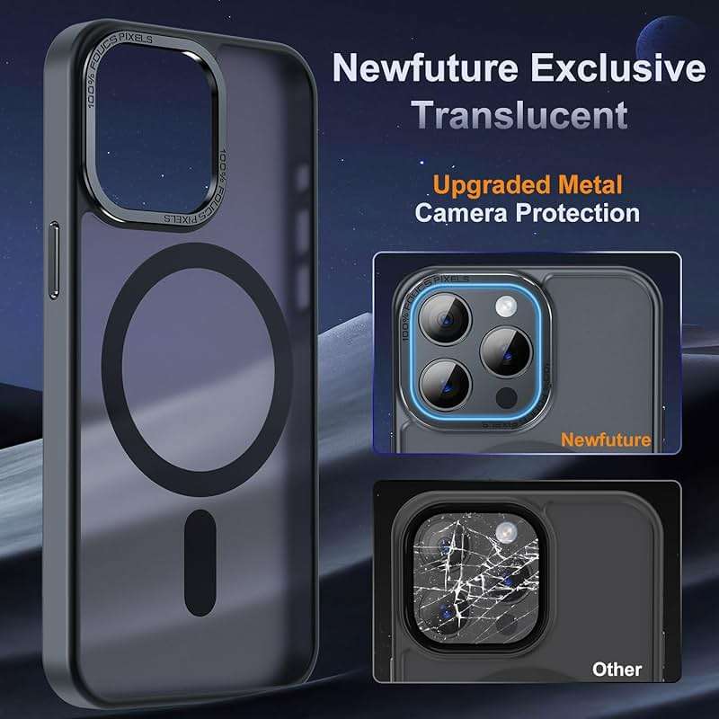 Newfuture Designed for iPhone 13 Pro Max Case with Magnetic [13 FT Military Drop Protection] [Compatible with Magsafe] Slim Translucent Matte Shockproof with Anti-Fingerprint Phone Case, Black - Image 4