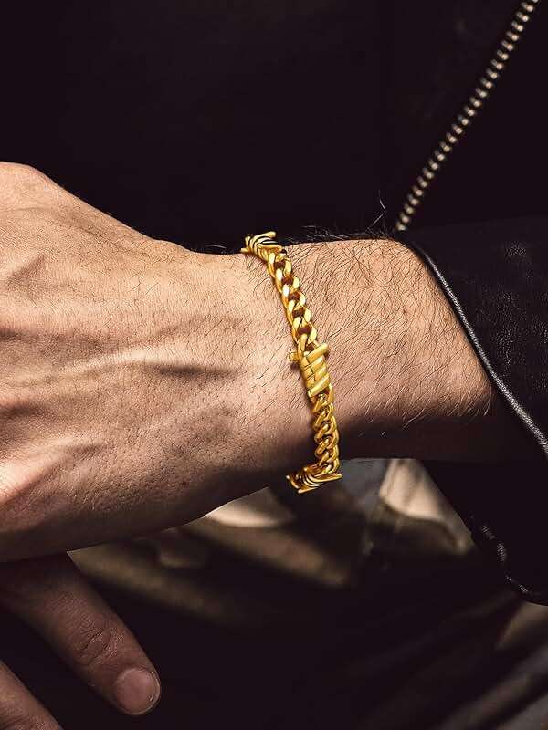 Bandmax Barbed Wire Chain Bracelets for Men Women Stainless Steel/Black/Gold Thorn Cuban Link Bracelet Adjustable Punk Emo Style Jewelry Gift - Image 4