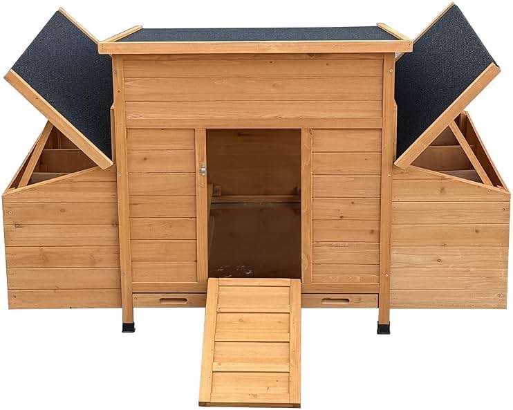 RUNVA Chicken Coop, Large Wooden Chicken Hutch with 6 Nesting Boxes, Outdoor Hen House,Small Animal Cages, Duck Houses - Image 4