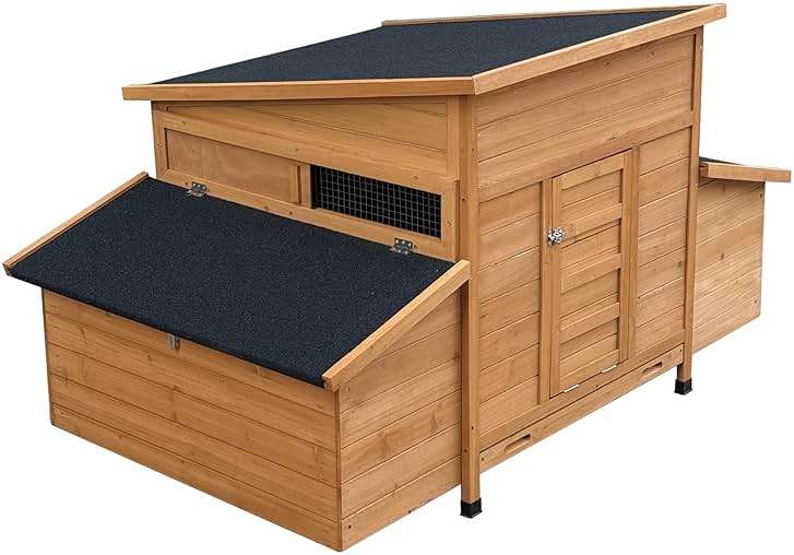 RUNVA Chicken Coop, Large Wooden Chicken Hutch with 6 Nesting Boxes, Outdoor Hen House,Small Animal Cages, Duck Houses - Image 5