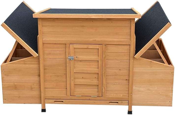 RUNVA Chicken Coop, Large Wooden Chicken Hutch with 6 Nesting Boxes, Outdoor Hen House,Small Animal Cages, Duck Houses - Image 6