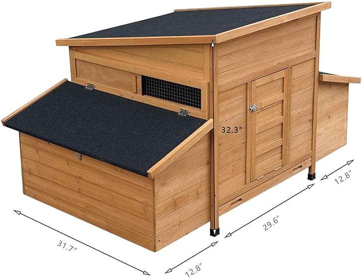RUNVA Chicken Coop, Large Wooden Chicken Hutch with 6 Nesting Boxes, Outdoor Hen House,Small Animal Cages, Duck Houses - Image 7
