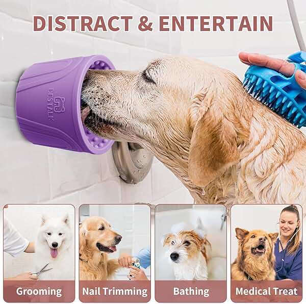 Dog Lick Bowl, Bestalk Anxiety Relief Slow Feeder Dog Lick Mat Treat Dispenser, Non-Slip Dog Licking Bowl Dog Enrichment Toys for Small Medium and Large Breed Dogs, BPA Free Silicone(Purple,S) - Image 2