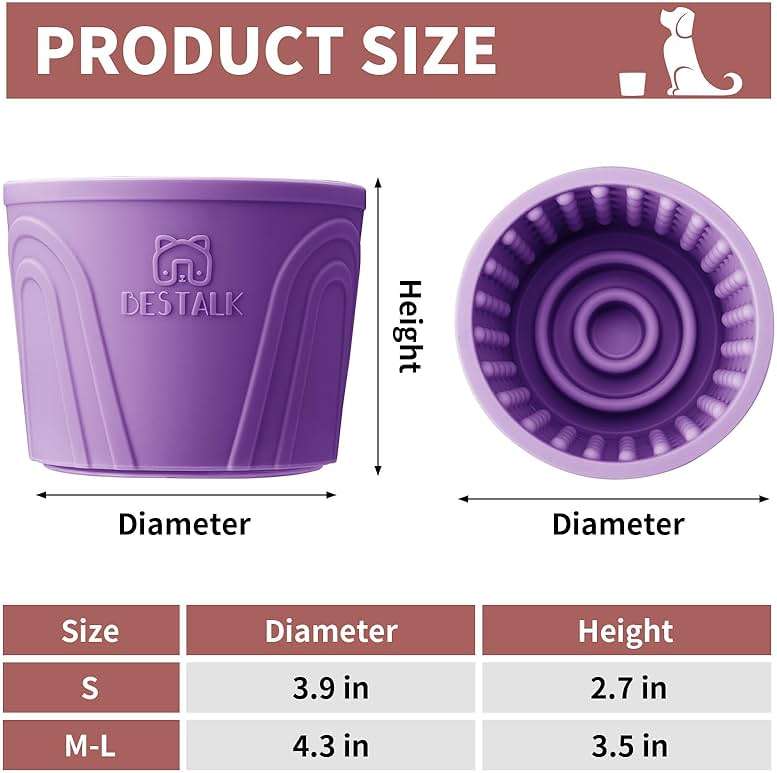 Dog Lick Bowl, Bestalk Anxiety Relief Slow Feeder Dog Lick Mat Treat Dispenser, Non-Slip Dog Licking Bowl Dog Enrichment Toys for Small Medium and Large Breed Dogs, BPA Free Silicone(Purple,S) - Image 5