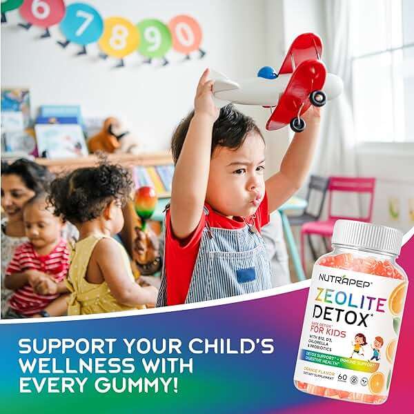 NutraPep Zeolite Detox Gummies for Kids - Total Body Cleanse Micronized Chewables Supplement with Chlorella - Cleanse Out Toxins - Orange Flavor Vegan Non-GMO Gluten-Free - Image 5