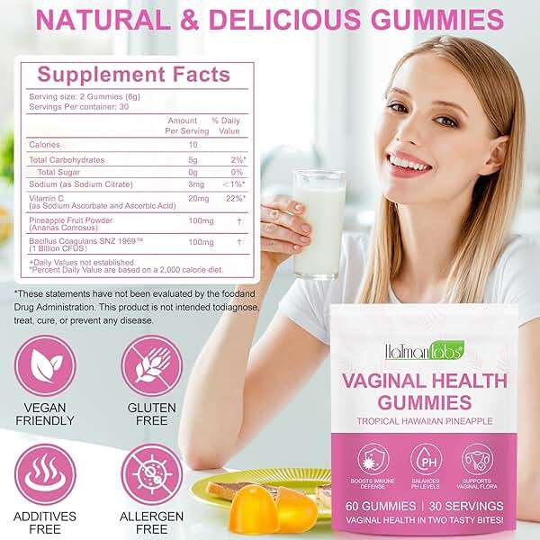 MXCZBSM Vaginal Probiotics Gummies for Women, PH Balance for Women, Hawaiian Pineapple Gummies for PH Health, Improve Immune, Women's Vaginal Health Supplement, 60 Gummies - Image 2