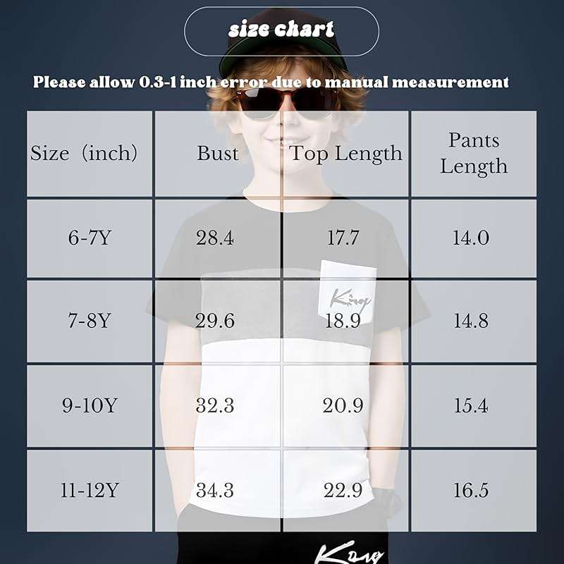 Vitalique Size 6-12 Years Boys Summer Outfits Set Kids Short Sleeve Top T-Shirt & Shorts Color Block Clothing Sets - Image 9