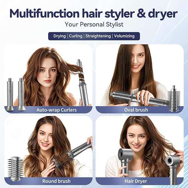 5 in 1 Hair Dryer Brush Set,Professional Blow Dryer Brush,High-Speed Hot Air Styler Wrap for Women,Multi Stylers - Volumize,Curl,Straighten,Frizz-Free,No Heat Damage (ZCY892-A) - Image 2