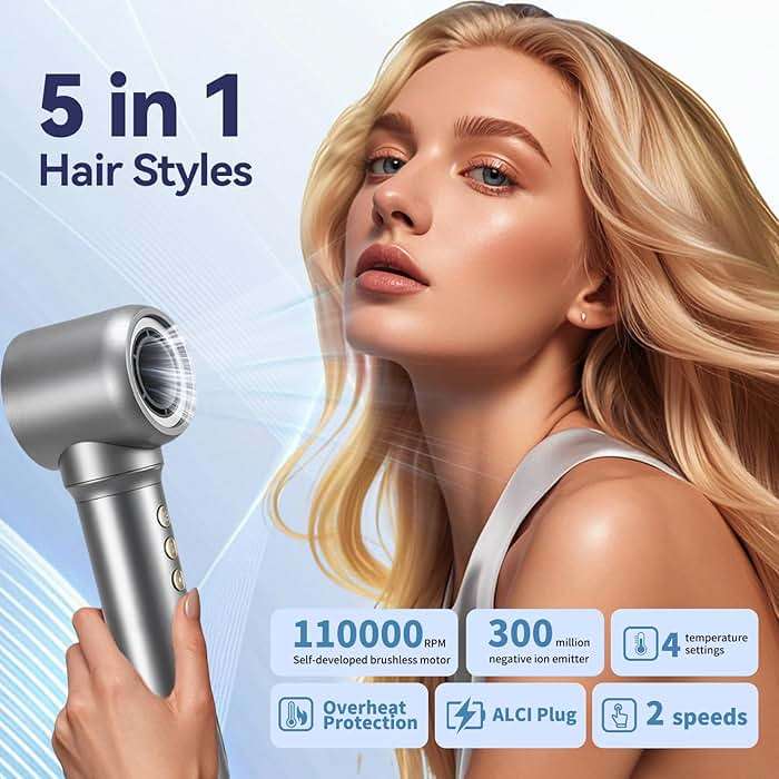 5 in 1 Hair Dryer Brush Set,Professional Blow Dryer Brush,High-Speed Hot Air Styler Wrap for Women,Multi Stylers - Volumize,Curl,Straighten,Frizz-Free,No Heat Damage (ZCY892-A) - Image 5