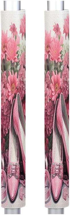 Pardick Refrigerator Door Handle Covers Set of 2 Flower Dance Shoes Fridge Door Handle Keep Your Kitchen Appliance Clean, Dishwasher Fridge Mocrowave Oven Door Decor Protector Handle Cover - Image 1