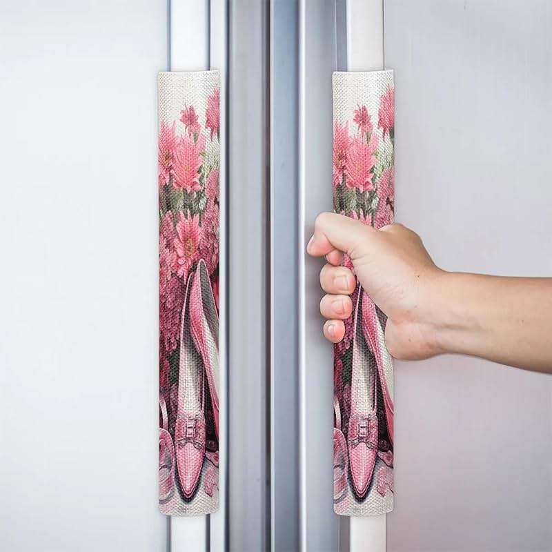 Pardick Refrigerator Door Handle Covers Set of 2 Flower Dance Shoes Fridge Door Handle Keep Your Kitchen Appliance Clean, Dishwasher Fridge Mocrowave Oven Door Decor Protector Handle Cover - Image 6