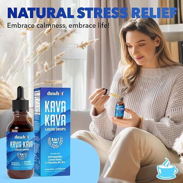 duwhot Kava Kava Extract Liquid Drops with Ashwagandha Lemon Balm L-Theanine, High Potency Kava Root Extract Tincture Supplement for Relaxation, 2 Fl Oz - Image 4
