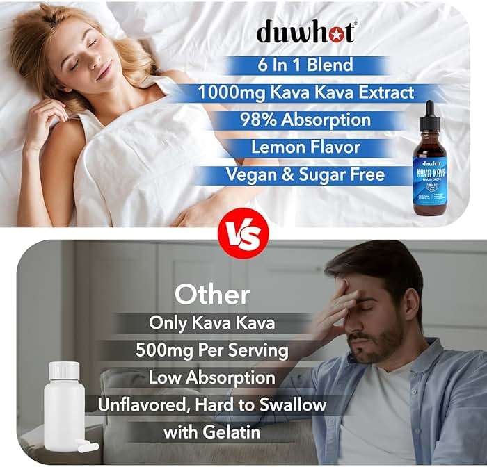 duwhot Kava Kava Extract Liquid Drops with Ashwagandha Lemon Balm L-Theanine, High Potency Kava Root Extract Tincture Supplement for Relaxation, 2 Fl Oz - Image 6