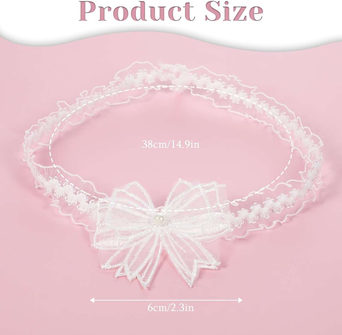 White Lace Bow Floral Garters, Wedding Garters for Bride Vintage Pearl Lace Garter Bowknot Stretch Thigh Garter Elastic Leg Garters Wedding Party Porm Body Accessories for Women Girls - Image 4