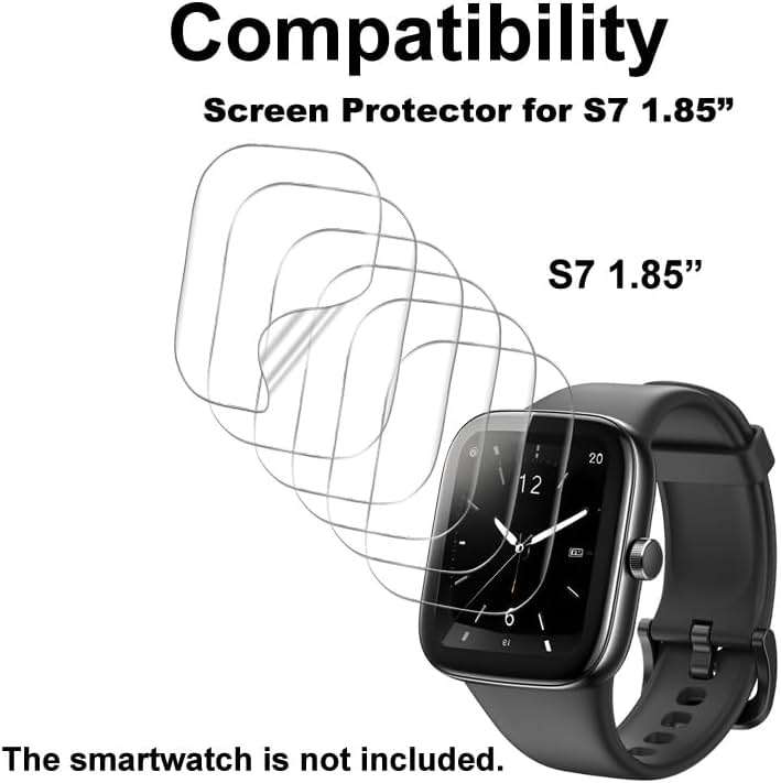 smaate Compatible with TOZO S7 1.85”, Soft Smart Watch Screen Protector, TPU, 6-pack, Full Coverage, Bubble Self-healing - Image 2
