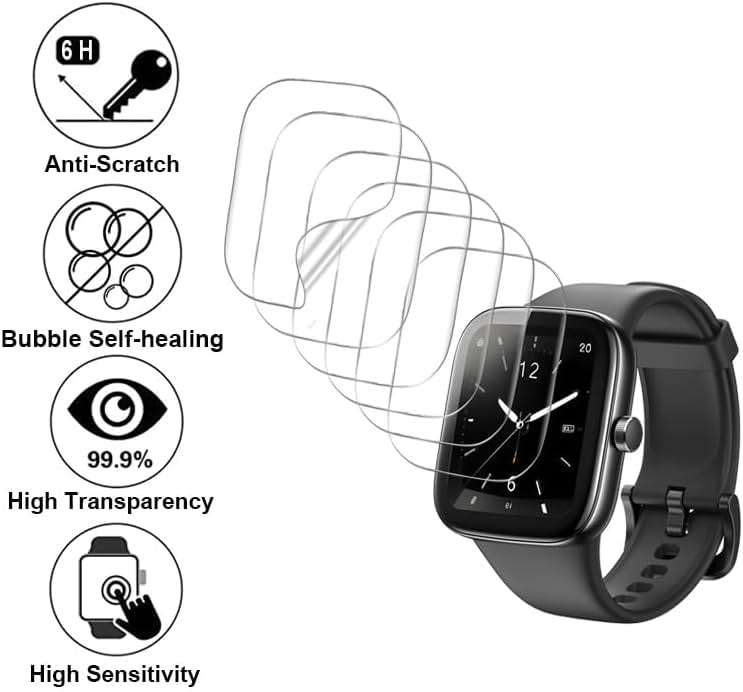 smaate Compatible with TOZO S7 1.85”, Soft Smart Watch Screen Protector, TPU, 6-pack, Full Coverage, Bubble Self-healing - Image 3