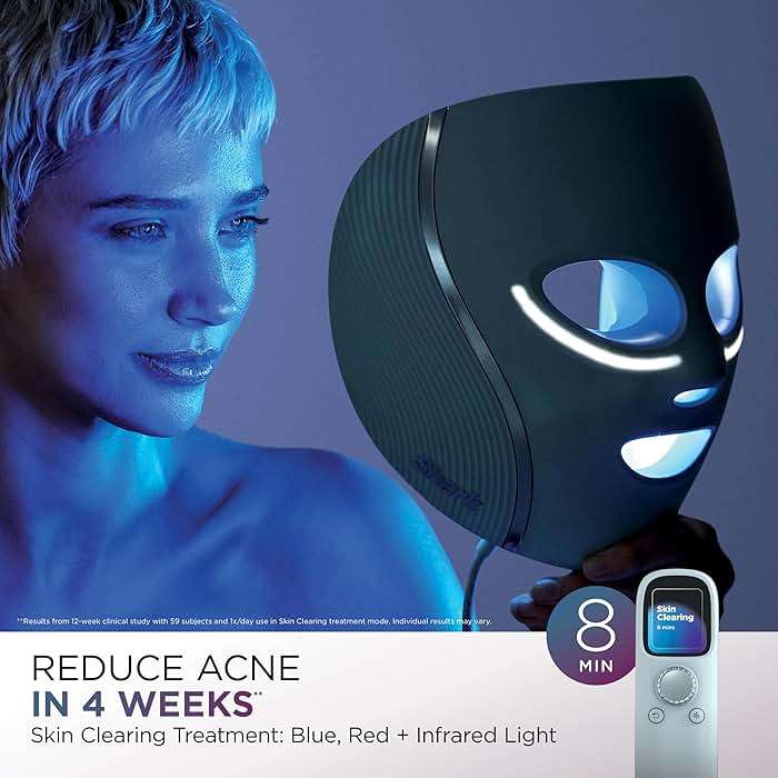 Shark CryoGlow LED Face Mask with Under-Eye Cooling, Anti-Ageing & Blemish Repair, Red & Blue LED, Infrared Light Therapy, USB-C, Remote Control, Storage Bag, Lilac Chill, FW312PL - Image 7