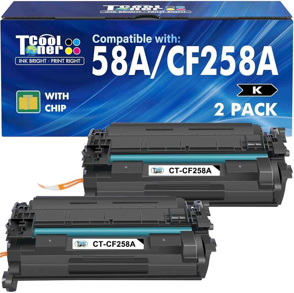 CF258A 58A Toner Cartridge Black M404n Compatible for HP 58A CF258A 58X CF258X Toner for HP LaserJet Pro M404n M404dn M404dw M404 MFP M428fdw M428fdn M428dw Printer Ink High Yield 2 Pack with Chip - Image 1