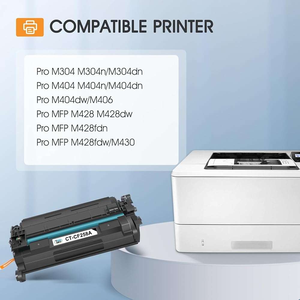 CF258A 58A Toner Cartridge Black M404n Compatible for HP 58A CF258A 58X CF258X Toner for HP LaserJet Pro M404n M404dn M404dw M404 MFP M428fdw M428fdn M428dw Printer Ink High Yield 2 Pack with Chip - Image 2