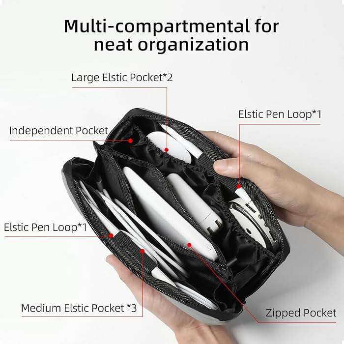 RIGHT AWAY Travel Tech Pouch，Waterproof Cord Case，Electronics Organizer Travel Case，Cable Organizer Storage Bag For Phone, Charger, Accessories(BLACK) - Image 3