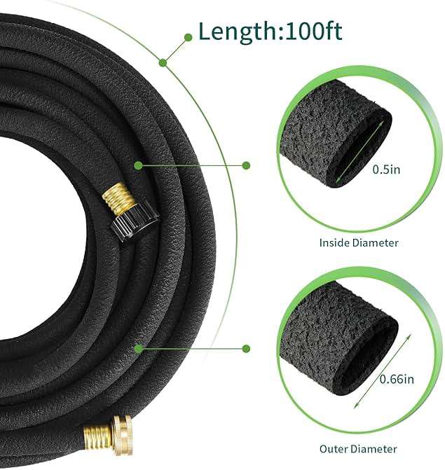 TLGREEN 100ft 1/2" Heavy-Duty Soaker Hose Kit with Solid Brass Connectors – Durable Rubber Drip Hose for Efficient Garden, Lawn, and Yard Irrigation, Saves 70% Water - Image 2