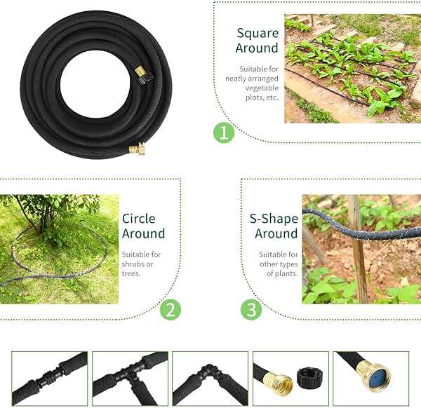 TLGREEN 100ft 1/2" Heavy-Duty Soaker Hose Kit with Solid Brass Connectors – Durable Rubber Drip Hose for Efficient Garden, Lawn, and Yard Irrigation, Saves 70% Water - Image 3