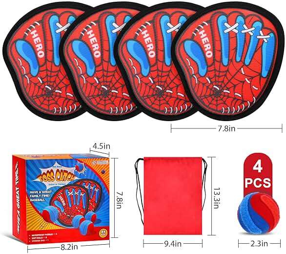 Spider Toss and Catch Ball Game Set – Toddler Baseball Glove, Outdoor Yard Beach Pool Toys, Outdoor Games for Family, Birthday Easter Gift for Ages 3 4 5 6 7 8-12 Year Old Boys Girls - Image 8