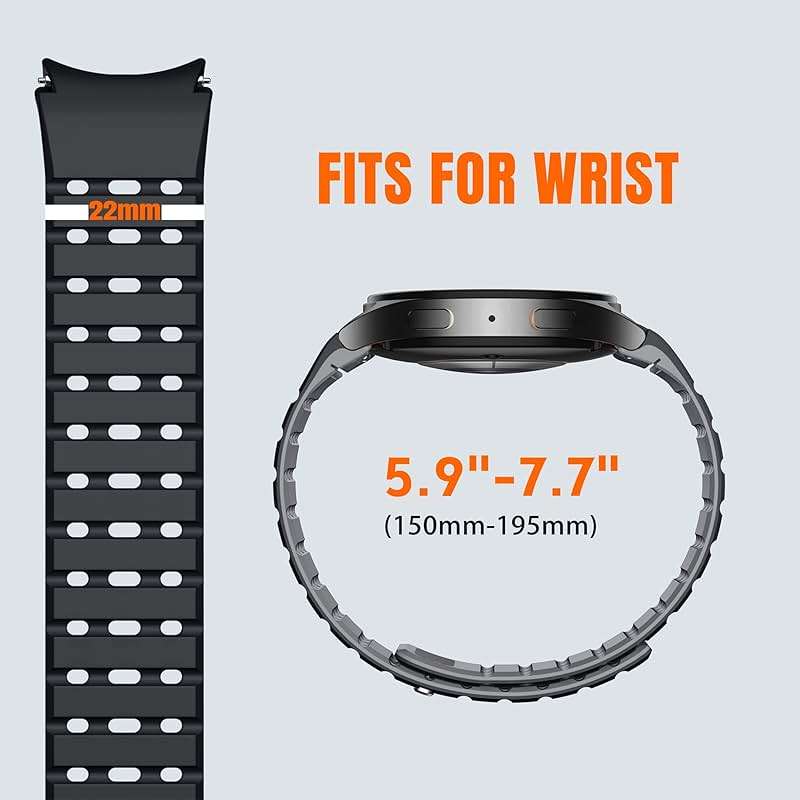 Bandletic Magnetic Silicone Band Compatible with Samsung Galaxy Watch 7 6 5 4 FE 40mm 44mm/for Galaxy Watch 6 4 Classic 43mm 47mm 42mm 46mm/Watch 5 Pro 45mm, 20mm No Gap Sport Strap for Men Women - Image 6