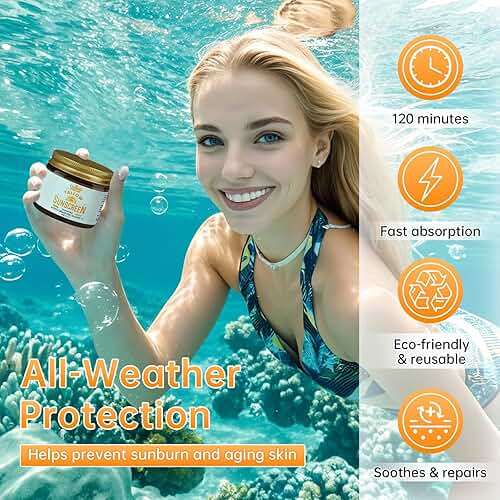 Beef Tallow Sunscreen SPF 50+ 100% Organic Grass-Fed Beef Tallow for Skin, face for women | Natural Sunscreen No Chemicals - Hyaluronic & Centella Sunscreen 60g*2pcs - Image 2
