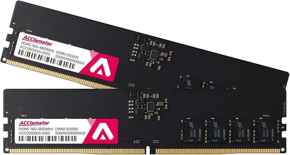 DDR5 RAM 32GB Kit (2x16GB) 4800MHz (PC5-38400) CL40 1.1V On die ECC UDIMM 288-Pin Desktop Memory Module Acclamator - Image 1
