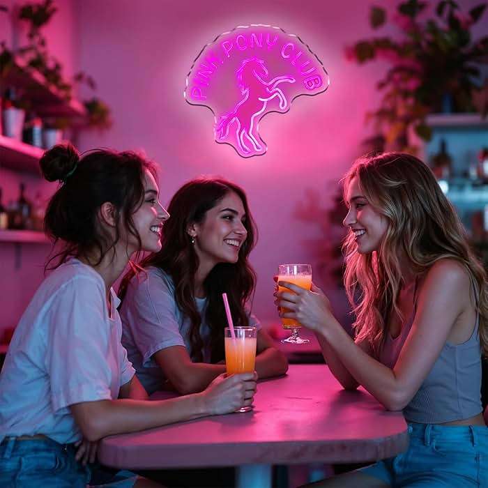DUOLIYBC Custom Pony Club LED Neon Sign – USB Powered, Dimmable Pink Light for Cowgirl Room or Club Decor, Personalized Color Option, 16″ × 14″ - Image 2
