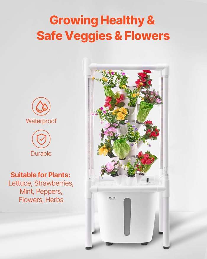 VEVOR Hydroponic Growing System with Grow Light, 30 Pods Vertical 6 Tiers Hydroponic Tower, Home Hydronic Garden with Water Pump, Plants Germination Kit for Indoor Herbs, Fruits and Vegetables - Image 6