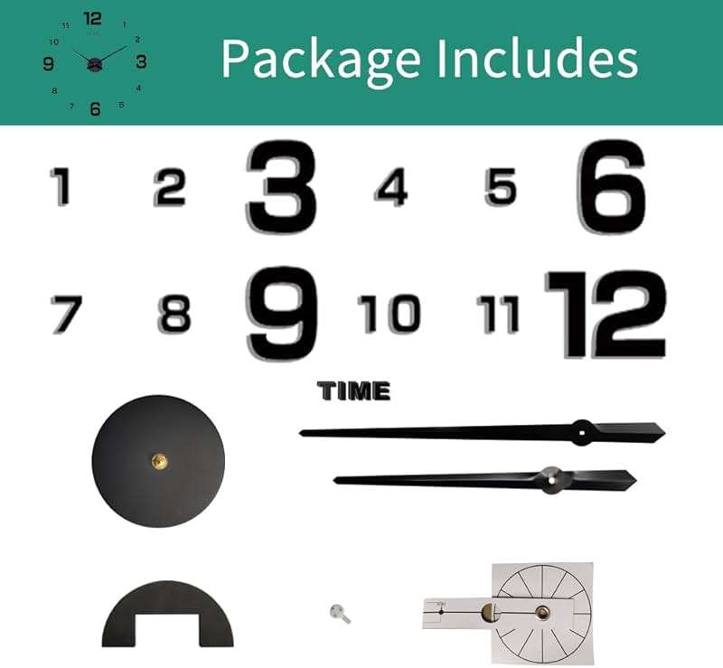 Lucktime Big DIY Wall Clock,3D Mirror Modern Reloj Digital De Pared Decorative Wall Clocks for Home Living Room Bedroom Office Wall Decor (Black) - Image 4