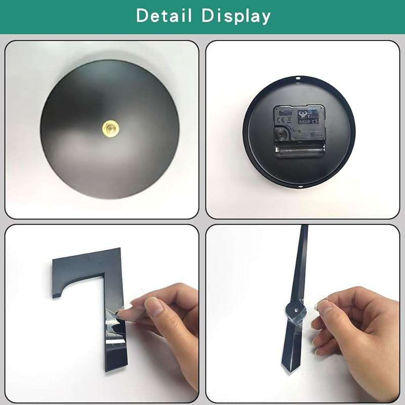 Lucktime Big DIY Wall Clock,3D Mirror Modern Reloj Digital De Pared Decorative Wall Clocks for Home Living Room Bedroom Office Wall Decor (Black) - Image 8