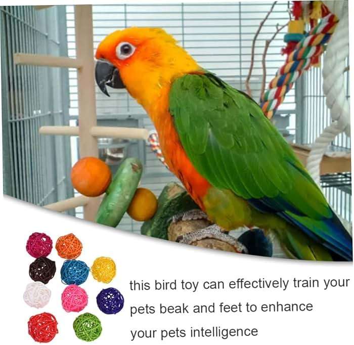 10PCS Multicolor Rattan Balls,Multifunction Wicker Ball,Crafts DIY Accessories Vase Fillers Ornaments,Birds Quaker Parrot Parakeet Chewing Pet Bite Ball for Budgies Hamsters Ball Orbs,Pet Supplies - Image 3