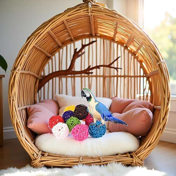10PCS Multicolor Rattan Balls,Multifunction Wicker Ball,Crafts DIY Accessories Vase Fillers Ornaments,Birds Quaker Parrot Parakeet Chewing Pet Bite Ball for Budgies Hamsters Ball Orbs,Pet Supplies - Image 6
