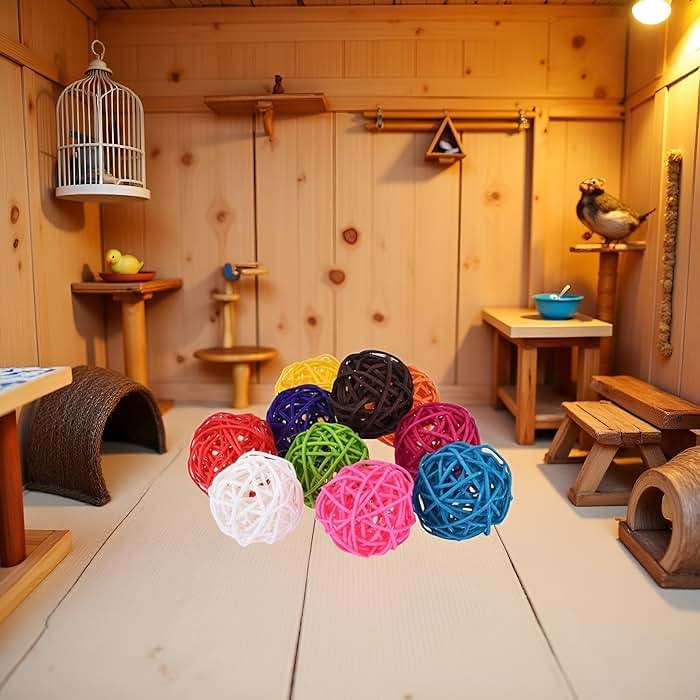 10PCS Multicolor Rattan Balls,Multifunction Wicker Ball,Crafts DIY Accessories Vase Fillers Ornaments,Birds Quaker Parrot Parakeet Chewing Pet Bite Ball for Budgies Hamsters Ball Orbs,Pet Supplies - Image 7