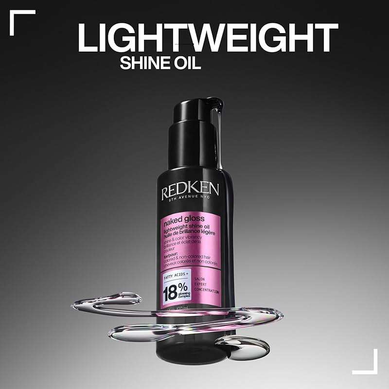 Redken Naked Gloss Shine Hair Oil - Adds Shine & Enhances Color Vibrancy, Lightweight Heat Protectant, Frizz Control, Infused with Omega-9, For Dull or Color-Treated Hair - Image 6