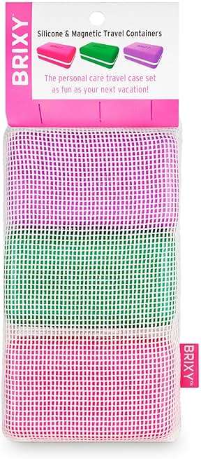 BRIXY Beauty Bar Travel Case Set – 3 Pack Soap Bar Travel Containers, Leakproof Portable Soap Holder, Durable Silicone, Magnetic Seal, TSA Friendly (Pink, Purple, Green) - Image 7