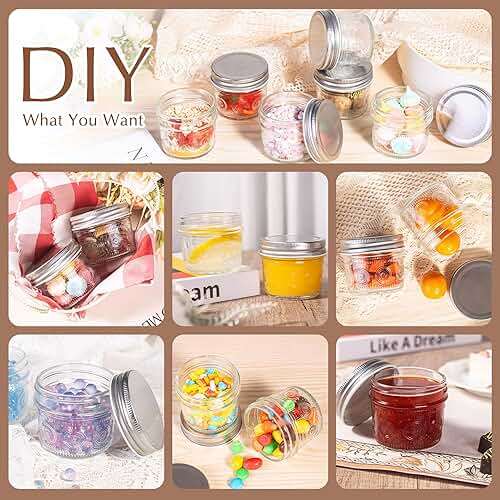 Amzcku 4 oz Glass Mason Jars with Regular Mouth Lids - 24-Pack Glass Canning Jars for Storage, Overnight Oats, Jam, Jelly, Honey, Beans, Spices, Wedding Favors, Shower Favors - Image 5
