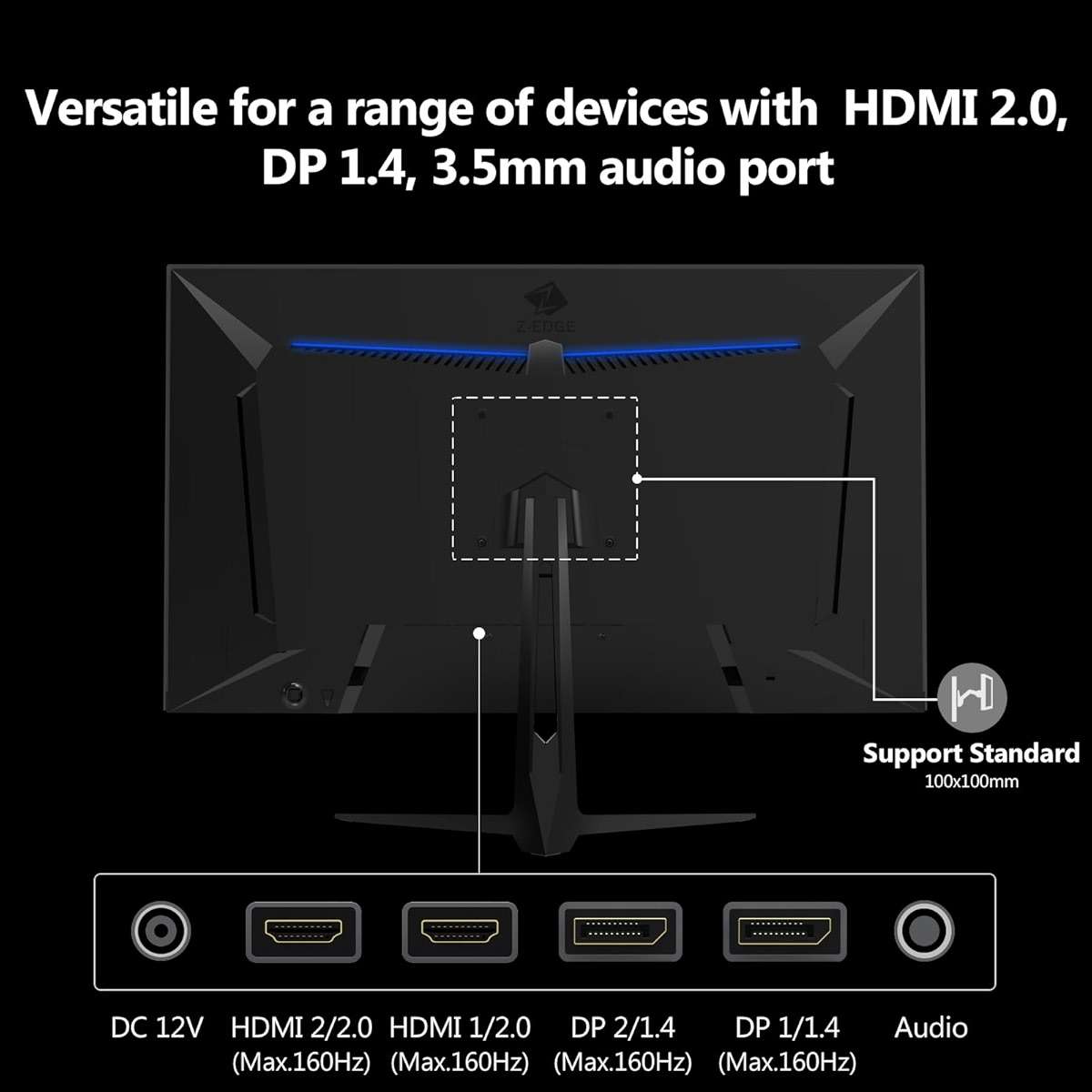 4K Monitor, Z-Edge 27 inch IPS Monitor, UHD 3840x2160 IPS Computer Monitor, 450 cd/m², 160Hz Refresh Rate, 1ms Response Time, G274K Ultra-Thin Bezel - Image 6
