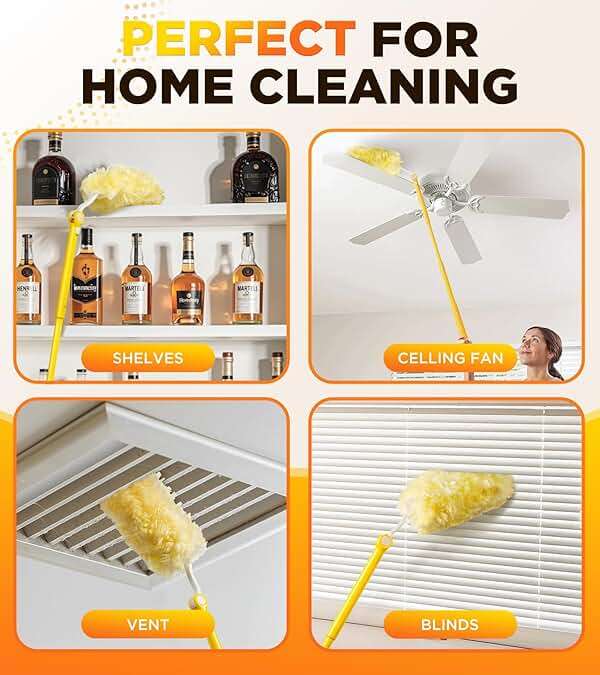 Heavy Duty Duster Refill Kit for Swiffer Duster with 3 ft Extension Pole & 20 Count Refills, 4X Microfibers Multisurface Dusters for Cleaning Home, Celling Fan, Blinds, Vent & Shelves - Image 6